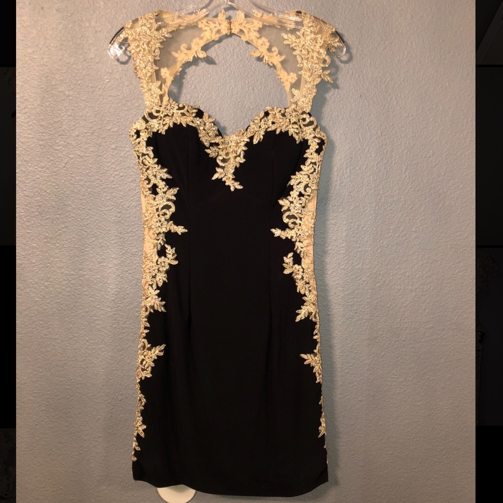 Black and Gold Body-con Dress